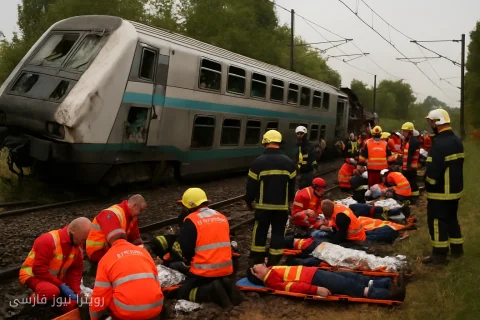 حادثه دلخراش: واژگونی قطار مسافربری در فرانسه با 44 زخمی