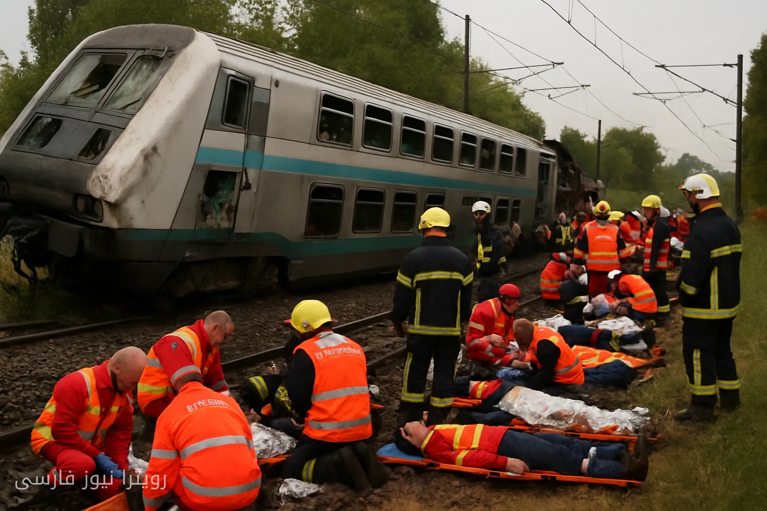 حادثه دلخراش: واژگونی قطار مسافربری در فرانسه با 44 زخمی