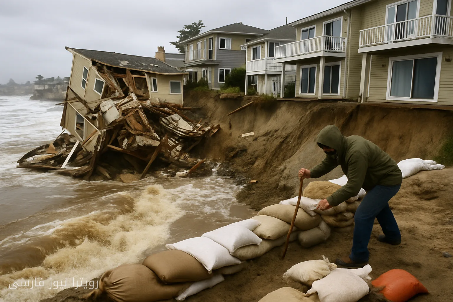 Destruction of Homes in California Due to Rising Sea Levels